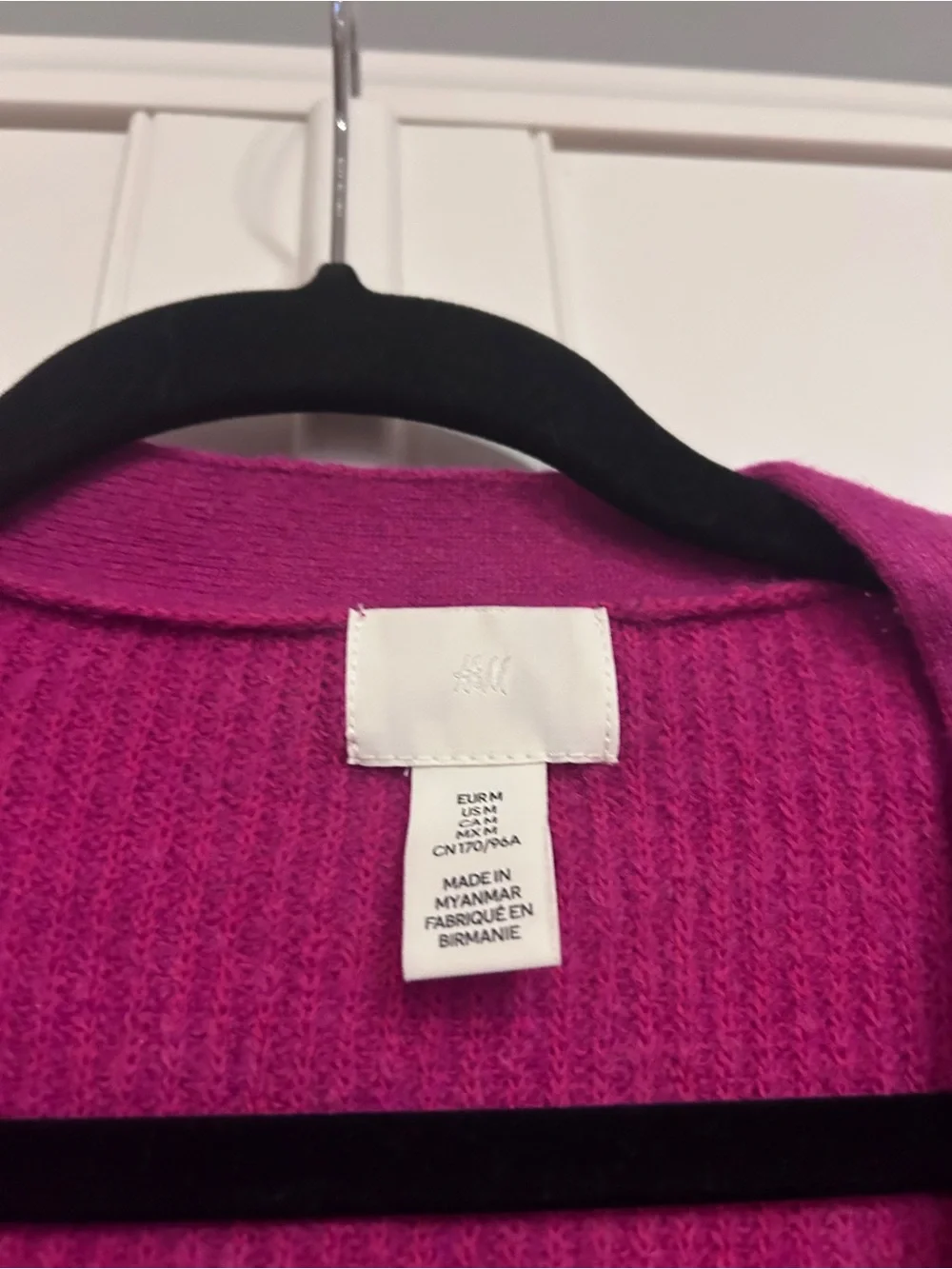 H&M Bow Embellished Cardigan Fuchsia Purple Sparkle Size Medium